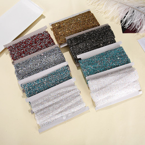Bandes de strass en résine à dos plat, autocollants décoratifs pour nail art, chaînes de cristaux DIY, couleur argent blanc AB - Product Image 3