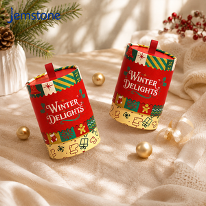 Printed Christmas Food Paper Tube for Chocolate Candy <b>Recyclable</b> Cardboard Tube Paper Cylinder <b>Box</b> Packaging with Ribbon Tab - Product Image 5
