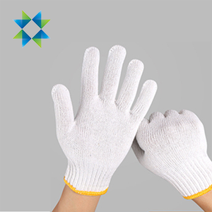 Guantes de trabajo de seguridad para las manos de algodón de punto blanco blanqueado resistente lavable de protección industrial SKPURE - Product Image 2