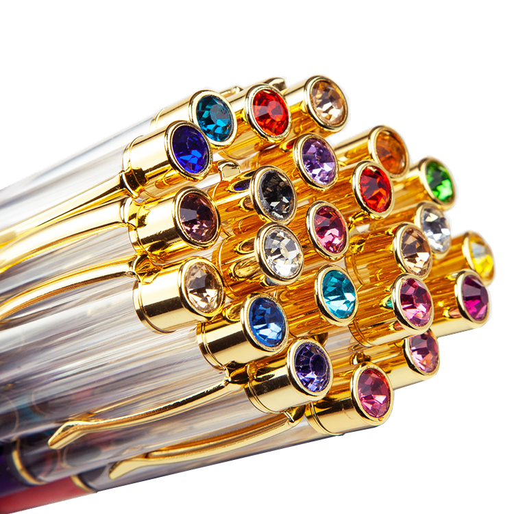 Пустая цветная шариковая ручка в форме бочонка, ручка с кристаллами и бриллиантами, гладкие золотые инструменты для письма, металлические ручки для школы, дома, офиса, принадлежности