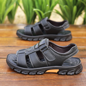 Sandalias de Playa de Cuero Vacuno de Primera Capa para Hombre, Zapatillas Deportivas Casuales para Exteriores, Estilo Slip-On - Product Image 5