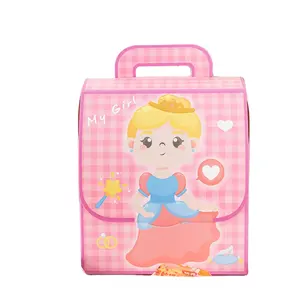 Kotak hadiah ulang tahun anak-anak, tas sekolah grosir merah muda biru, kotak penyimpanan kertas berbentuk untuk mainan anak-anak