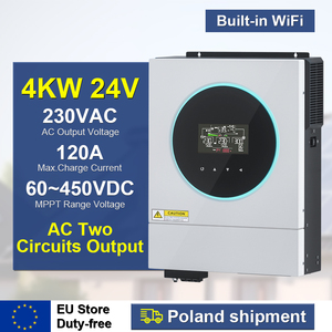 Jesudom 4Kw 6KW 24v48vdc để 230VAC tốt nhất năng lượng mặt trời Hybrid biến tần MPPT đầu ra kép rộng PV đầu vào 60-450vdc tinh khiết Sine Wave <span class=keywords><strong>Inverter</strong></span> - Product Image 3