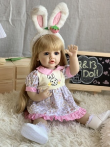 Kit de Muñeca <span class=keywords><strong>Reborn</strong></span> Realista R&B de 55 cm, de Vinilo, con <span class=keywords><strong>Ojos</strong></span> <span class=keywords><strong>Abiertos</strong></span> y Brillantes, Juguete Suave para Niñas, Ropa de Bebé - Product Image 3