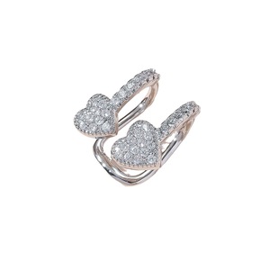 Heart Shaped Zircon Clip On <b>Earrings</b> Silver Gold Rose <b>Red</b> For Women Engagement Jewelry Zinc Alloy Claw Setting Fashion Ear Clips - Product Image 5
