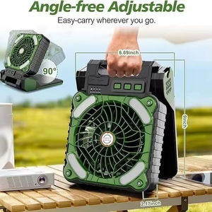 โต๊ะพับสำหรับตั้งแคมป์กลางแจ้งพลังงานแสงอาทิตย์ ราคาโรงงาน พัดลมพกพาขนาดเล็กแบบชาร์จไฟได้ พร้อมแผงโซลาร์เซลล์และพอร์ต USB สำหรับใช้งานกลางแจ้ง - Product Image 4