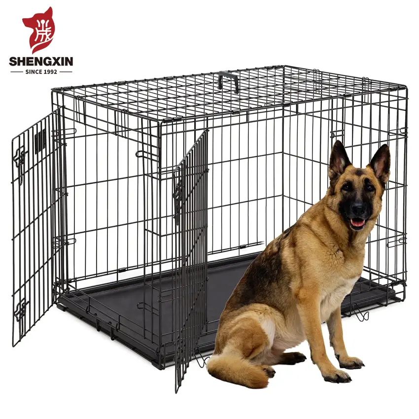 Черная металлическая клетка для собак, Большая складная клетка для собак на открытом воздухе, оптовая торговля