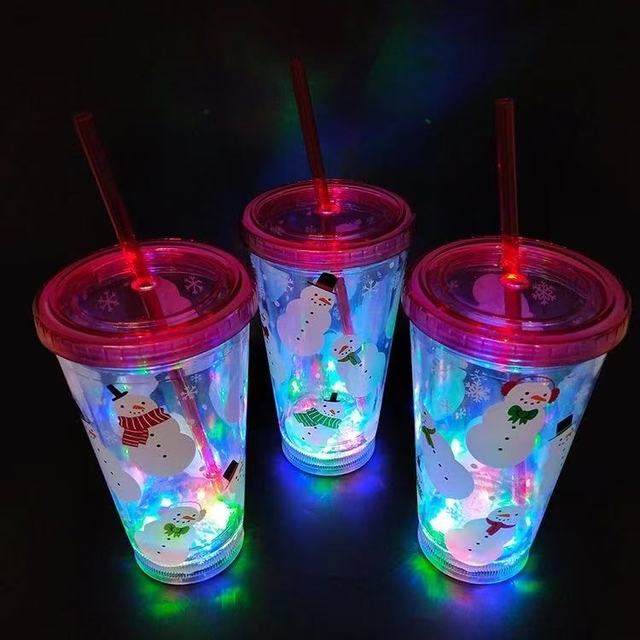 Wholesale 500ml 16oz Custom Thermal Transfer Printed LED Flashing Cups Glowing Plastic for Parties for Christmas Halloween