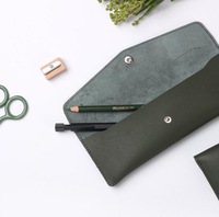 Étui à crayons multifonctionnel en cuir PU, pochette à stylos tendance, grande capacité, pour ranger règles, crayons et gommes