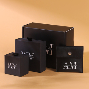 Boîte à bijoux noire rigide avec tiroir pour personnalisation de logo et identité de boutique Alexandra Madison, coffret <span class=keywords><strong>cadeau</strong></span> coulissant <span class=keywords><strong>en</strong></span> carton - Product Image 3