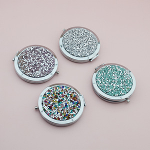 Espejo de Bolsillo de Doble Cara con Cristales de Diamante, Espejo Compacto de Maquillaje con Aumento, Logotipo Personalizado, Portátil, Redondo, Mini, de Viaje, Regalo para Mujer - Product Image 4