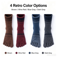 Chaussettes en coton à cinq doigts séparés OEM, semelle en tissu éponge, talon et bout renforcés, couleur et emballage personnalisés pour la randonnée, le camping et le quotidien