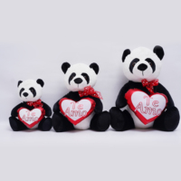 Offre Spéciale mignon doux saint valentin avec coeur je t'aime petite amie cadeau en peluche peluche Panda jouets fabricant personnalisé