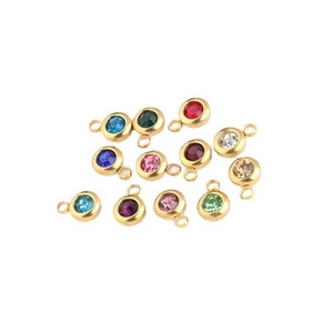 Pendentifs en Zircon Classiques Plaqué Or en Acier Inoxydable pour la Fabrication de Bijoux, Breloques Délicates pour Femmes et Enfants, 12 Pierres de Naissance en Gros - Product Image 5