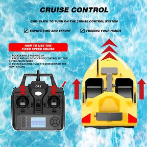 Bateau de pêche intelligent Flytec V020 jaune avec navigation GPS Beidou, portée de 500 m, lumineux, 40 points, hélice à trois pales - Product Image 2