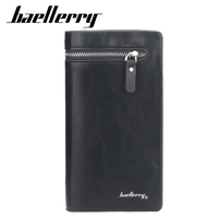 Groothandel Lange Grote Capaciteit Heren Mode Portemonnee Casual PU Lederen Clutch met Rits Telefoon Geld Portemonneehouder