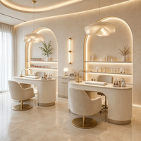 Salon de coiffure Makeup Desk Factory personnalisé arc LED ring Mirror beauté Spa meubles set