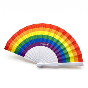 Éventail pliant artisanal en pin durable, motif ange peint à la main, abanicos espagnols en plastique de 23 cm, arc-en-ciel, vente en gros - Product Image 1