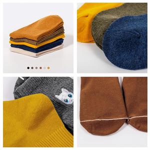 Custom logo Cat Embroidery Tube Solid Crew Cotton Custom logo Girls Women <b>Socks</b> - Product Image 3