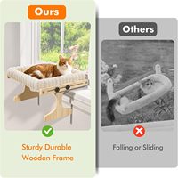 Tempat Tidur Kucing di Jendela, Hammock Kucing untuk Dalam Ruangan dengan Rangka Kayu yang Dapat Disesuaikan