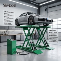 ZeHoo ZHZ-1000 1M Hohe 3T Tragbare, Bewegliche Niederflur-Autohebebühne mit Pneumatischer Entriegelung, Mittelhochhub-Scherenhebebühne