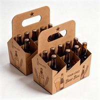 Caja de Cartón Kraft con Logotipo Personalizado para 4/6 Bebidas, Porta Botellas de Cerveza, Caja para Botellas de Vino