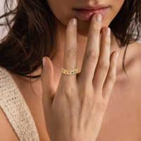 Bague large en argent sterling 925 plaqué or avec pierres précieuses arc-en-ciel 7 chakras, micro-sertie de zircone cubique, bijou spirituel de guérison pour le yoga