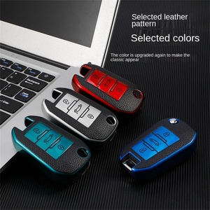 Housse pour <span class=keywords><strong>clé</strong></span> de voiture en cuir carbone Tpu Skin Fit étui Carckey de haute qualité pour <span class=keywords><strong>Peugeot</strong></span> 208 508 TPU Keyless Fob Shell Opp Bag RTS - Product Image 3