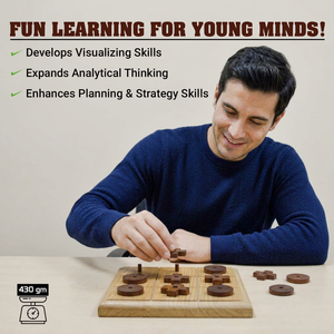 Jeu de stratégie en bois avec formes sculptées pour le développement cognitif et la formation des compétences chez les enfants - Product Image 1