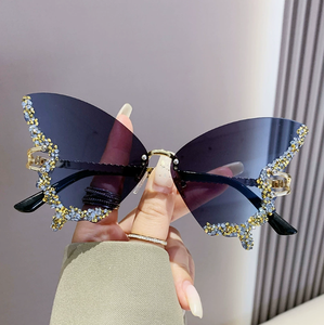 Gafas de Sol de Mariposa sin Montura con Pedrería Brillante, Gafas de Sol con Degradado de Color en Forma de Mariposa para Mujer - Product Image 3