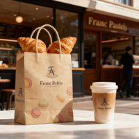 Sacs en papier personnalisés avec logo imprimé, emballage alimentaire pour restaurant, emballage à emporter, sac en papier kraft brun pour à emporter