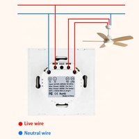 Interrupteur intelligent pour ventilateur, compatible Tuya Smart Life WIFI, éclairage LED, panneau en verre européen, contrôlé par Alexa/Google, 10A max. Télécommande