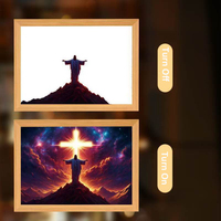Personnalisé Jésus Marie Chrétien Catholique Religion 4D LED Peinture Cadre Photo Lampe Miracle pour la Prière Meilleurs Cadeaux D'anniversaire