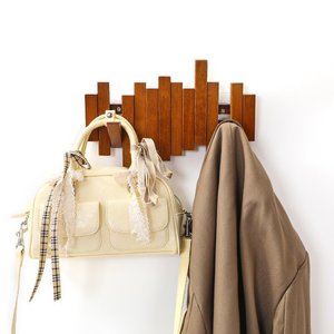 Piano Style <b>Wall</b> Mounted Coat Rack Solid Wood Multi <b>Hook</b> Entryway Storage Organizer Creative Clothing Holder - Product Image 2