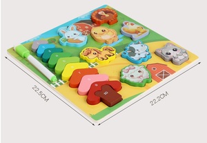 Hai Mặt 3D Câu Đố Bằng Gỗ Bảng Trắng Montessori Vẽ Stacker Set Cho 2-4 Năm Tuổi Không Độc Hại Đồ Chơi Cho Trẻ Em - Product Image 6