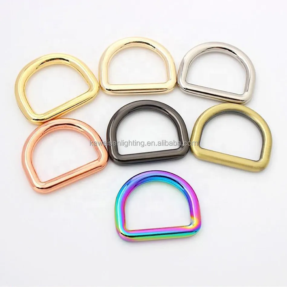 Mode Metall Druckguss Zink legierung D-Ring Schnalle für Ledertaschen 25 mm Regenbogen Messing Zink legierung Metall D Ring für Trage tasche