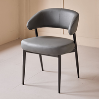 Chaise d'appoint rembourrée, chaise de salle à manger d'inspiration rétro avec dossier incurvé, idéale pour la salle à manger, structure en métal durable