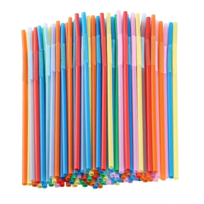 Colorful Plastic Drinking Straws Disposable Straws Bendy Flexible Plastic Straws for Party Favor Business Kids