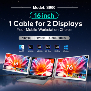 Hot Selling 16 inch Portable <b>Monitor</b> 1 Cable for 2 Screens IPS Panel Laptop Screen Extender USB-C connection for Laptop - Product Image 5