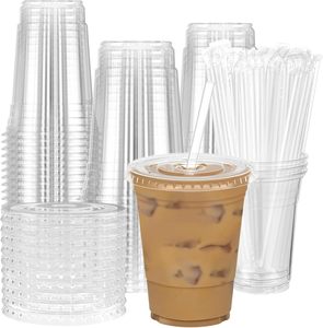 Personalized Eco-Friendly Disposable Food Grade Plastic <b>Cups</b> 12/14/16/18/20/24oz Clear PET with Lids for <b>Cold</b> Drinks Ice Coffee - Product Image 1