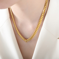 Collier en acier inoxydable style européen-américain avec chaîne de perles épaisses, design à maillons épais, simple et polyvalent, unisexe, pour couple
