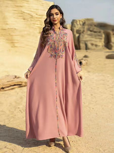 Abito Abaya <span class=keywords><strong>donna</strong></span> modesto e <span class=keywords><strong>moderno</strong></span> Dubai elegante aperto traspirante lungo per l'estate e taglia unica per <span class=keywords><strong>abbigliamento</strong></span> musulmano di tendenza - Product Image 4