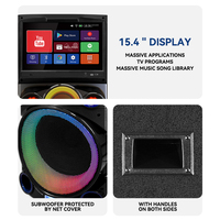 Sistema de Cine en Casa P-21203 con Karaoke, Altavoces Dobles de 12 Pulgadas, Altavoz de Karaoke con Pantalla Táctil de 15.4 Pulgadas, Micrófono y Bluetooth
