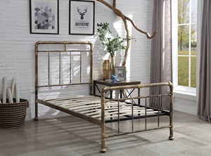 Wholesales <strong>Vintage</strong> <strong>Bed</strong> Simple Design Wrought Iron Platform <strong>Bed</strong> King Size Copper Brush Metal <strong>Bed</strong> <strong>Frames</strong> - Product Image 5
