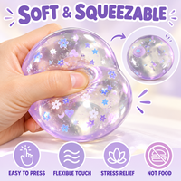 Balle anti-stress artisanale souple à paillettes violet lavande Vaseline, jouet sensoriel