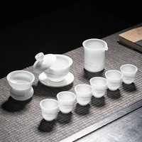 Service à thé Kung Fu en porcelaine de jade blanc de Dehua, ensemble de théière chinoise en céramique de qualité supérieure pour le bureau et les cadeaux d'affaires