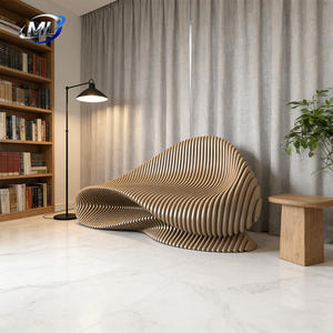 Banco de Espera Curvo de Madera Sólida para Espacios Públicos, Talleres, Entradas, Supermercados, Bares, Centros Comerciales, Escuelas y Parques - Product Image 5