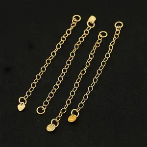 Chaîne de rallonge de câble remplie d'or 14K avec chaîne de queue de lien de charme d'étiquette de coeur avec fournisseur de fabrication de bijoux de bracelet en filigrane de disque rond
