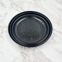 Assiettes en mélamine noire sans BPA, écologiques, réutilisables, en plastique non toxique, logo personnalisé sur le dos, compatibles lave-vaisselle, qualité alimentaire