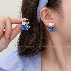 Çok stilleri 925 gümüş iğne geometrik mavi küpe kadınlar için Trendy yuvarlak yaprak kalp küpe takı hediyeler - Product Image 6